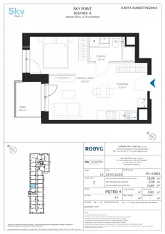 1 pokój, apartament inwestycyjny 33,28 m², piętro 4, oferta nr A1.4M02, Sky Point - Apartamenty Inwestycyjne, Gdańsk, Oliwa, Zaspa-Rozstaje, al. Grunwaldzka