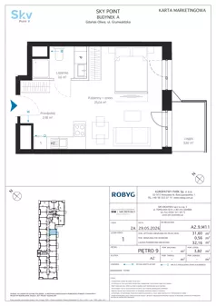 1 pokój, apartament inwestycyjny 31,60 m², piętro 9, oferta nr A2.9M11, Sky Point - Apartamenty Inwestycyjne, Gdańsk, Oliwa, Zaspa-Rozstaje, al. Grunwaldzka