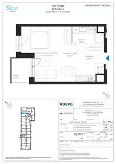 1 pokój, apartament inwestycyjny 32,73 m², piętro 7, oferta nr A2.7M02, Sky Point - Apartamenty Inwestycyjne, Gdańsk, Oliwa, Zaspa-Rozstaje, al. Grunwaldzka