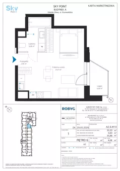 1 pokój, apartament inwestycyjny 35,33 m², piętro 6, oferta nr A2.6M10, Sky Point - Apartamenty Inwestycyjne, Gdańsk, Oliwa, Zaspa-Rozstaje, al. Grunwaldzka