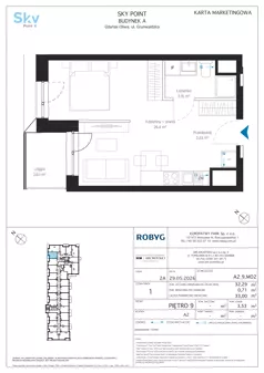 1 pokój, apartament inwestycyjny 32,29 m², piętro 9, oferta nr A2.9M02, Sky Point - Apartamenty Inwestycyjne, Gdańsk, Oliwa, Zaspa-Rozstaje, al. Grunwaldzka