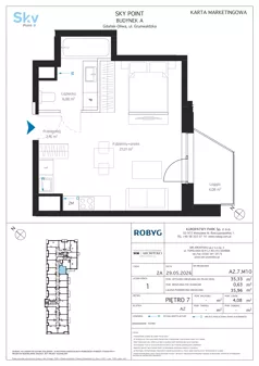 1 pokój, apartament inwestycyjny 35,33 m², piętro 7, oferta nr A2.7M10, Sky Point - Apartamenty Inwestycyjne, Gdańsk, Oliwa, Zaspa-Rozstaje, al. Grunwaldzka