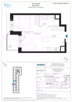 1 pokój, apartament inwestycyjny 33,28 m², piętro 8, oferta nr A1.8M02, Sky Point - Apartamenty Inwestycyjne, Gdańsk, Oliwa, Zaspa-Rozstaje, al. Grunwaldzka