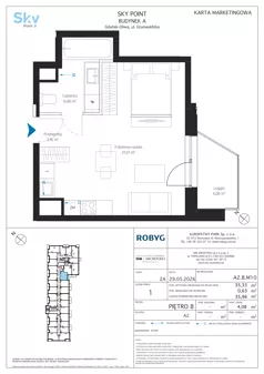 1 pokój, apartament inwestycyjny 35,33 m², piętro 8, oferta nr A2.8M10, Sky Point - Apartamenty Inwestycyjne, Gdańsk, Oliwa, Zaspa-Rozstaje, al. Grunwaldzka