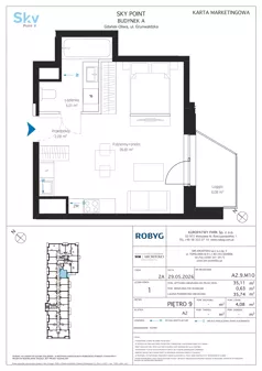 1 pokój, apartament inwestycyjny 35,11 m², piętro 9, oferta nr A2.9M10, Sky Point - Apartamenty Inwestycyjne, Gdańsk, Oliwa, Zaspa-Rozstaje, al. Grunwaldzka