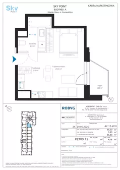 1 pokój, apartament inwestycyjny 35,30 m², piętro 15, oferta nr A2.15M10, Sky Point - Apartamenty Inwestycyjne, Gdańsk, Oliwa, Zaspa-Rozstaje, al. Grunwaldzka