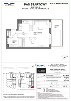1 pokój, mieszkanie 30,02 m², parter, oferta nr B.0M07, Pas Startowy, Gdańsk, Zaspa, Zaspa-Młyniec, al. Jana Pawła II