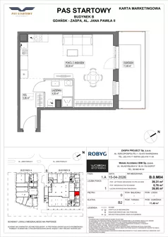 1 pokój, mieszkanie 39,31 m², parter, oferta nr B.0M04, Pas Startowy, Gdańsk, Zaspa, Zaspa-Młyniec, al. Jana Pawła II