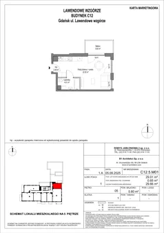 1 pokój, mieszkanie 29,01 m², piętro 5, oferta nr C12.5M01, Lawendowe Wzgórza, Gdańsk, Jasień, ul. Lawendowe Wzgórze