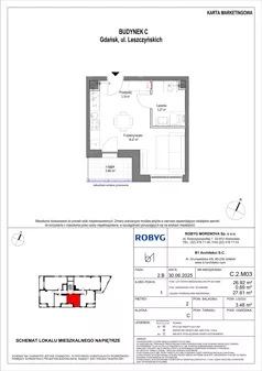 1 pokój, mieszkanie 26,92 m², piętro 2, oferta nr C.2M03, Leszczyńskich 2, Gdańsk, Zaspa, Zaspa-Rozstaje, ul. Leszczyńskich 2