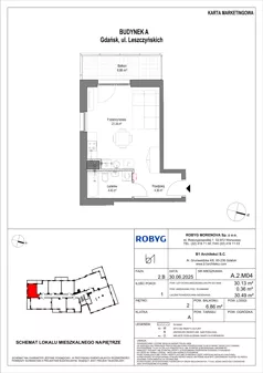 1 pokój, mieszkanie 30,13 m², piętro 2, oferta nr A.2M04, Leszczyńskich 2, Gdańsk, Zaspa, Zaspa-Rozstaje, ul. Leszczyńskich 2