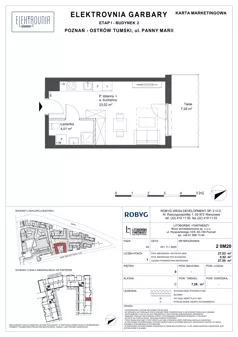 1 pokój, mieszkanie 27,03 m², parter, oferta nr 2.0M20, Elektrovnia Garbary, Poznań, Ostrów Tumski-Śródka-Zawady-Komandoria, Ostrów Tumski, ul. Panny Marii