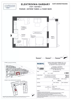 1 pokój, mieszkanie 40,03 m², piętro 5, oferta nr 2.5M01, Elektrovnia Garbary, Poznań, Ostrów Tumski-Śródka-Zawady-Komandoria, Ostrów Tumski, ul. Panny Marii