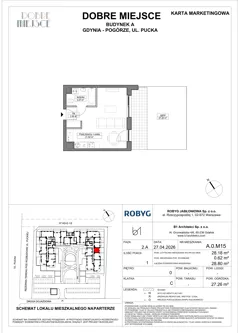1 pokój, mieszkanie 28,18 m², parter, oferta nr A.0M15, Dobre Miejsce, Gdynia, Pogórze, Pogórze, ul. Pucka