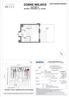 1 pokój, mieszkanie 28,21 m², parter, oferta nr A.0M13, Dobre Miejsce, Gdynia, Pogórze, Pogórze, ul. Pucka