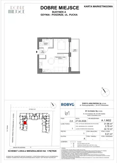 1 pokój, mieszkanie 31,96 m², piętro 1, oferta nr A.1M02, Dobre Miejsce, Gdynia, Pogórze, Pogórze, ul. Pucka