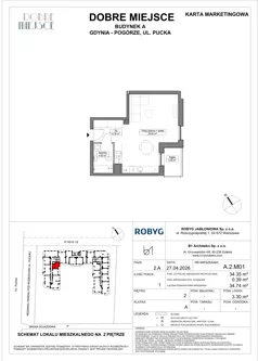 1 pokój, mieszkanie 34,35 m², piętro 2, oferta nr A.2M01, Dobre Miejsce, Gdynia, Pogórze, Pogórze, ul. Pucka