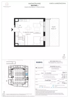 1 pokój, mieszkanie 37,12 m², parter, oferta nr J.0M11, Nadmotławie Apartments Budynek J, Gdańsk, Śródmieście, ul. Sienna Grobla
