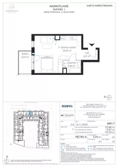 1 pokój, mieszkanie 32,86 m², piętro 6, oferta nr J.6M17, Nadmotławie Apartments Budynek J, Gdańsk, Śródmieście, ul. Sienna Grobla