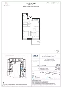 1 pokój, mieszkanie 38,42 m², piętro 6, oferta nr J.6M30, Nadmotławie Apartments Budynek J, Gdańsk, Śródmieście, ul. Sienna Grobla