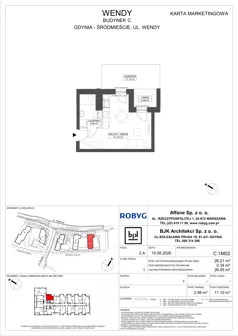 1 pokój, mieszkanie 26,21 m², piętro 1, oferta nr C.1M02, WENDY - Budynek C, Gdynia, Śródmieście, Śródmieście, ul. Wendy 7-9