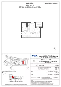 1 pokój, mieszkanie 26,59 m², piętro 3, oferta nr C.3M02, WENDY - Budynek C, Gdynia, Śródmieście, Śródmieście, ul. Wendy 7-9