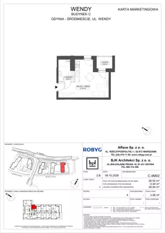 1 pokój, mieszkanie 26,50 m², piętro 4, oferta nr C.4M02, WENDY - Budynek C, Gdynia, Śródmieście, Śródmieście, ul. Wendy 7-9