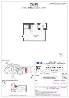 1 pokój, mieszkanie 26,50 m², piętro 5, oferta nr C.5M02, WENDY - Budynek C, Gdynia, Śródmieście, Śródmieście, ul. Wendy 7-9