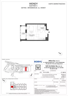 1 pokój, mieszkanie 28,43 m², piętro 1, oferta nr C.1M15, WENDY - Budynek C, Gdynia, Śródmieście, Śródmieście, ul. Wendy 7-9