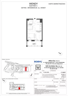 1 pokój, mieszkanie 26,95 m², piętro 5, oferta nr C.5M07, WENDY - Budynek C, Gdynia, Śródmieście, Śródmieście, ul. Wendy 7-9