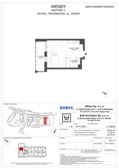 1 pokój, mieszkanie 28,63 m², piętro 1, oferta nr C.1M16, WENDY - Budynek C, Gdynia, Śródmieście, Śródmieście, ul. Wendy 7-9