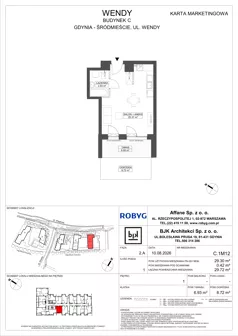 1 pokój, mieszkanie 29,30 m², piętro 1, oferta nr C.1M12, WENDY - Budynek C, Gdynia, Śródmieście, Śródmieście, ul. Wendy 7-9