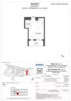 1 pokój, mieszkanie 29,06 m², piętro 2, oferta nr C.2M12, WENDY - Budynek C, Gdynia, Śródmieście, Śródmieście, ul. Wendy 7-9