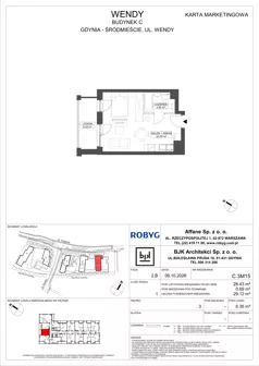 1 pokój, mieszkanie 28,43 m², piętro 3, oferta nr C.3M15, WENDY - Budynek C, Gdynia, Śródmieście, Śródmieście, ul. Wendy 7-9
