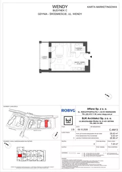 1 pokój, mieszkanie 28,43 m², piętro 4, oferta nr C.4M13, WENDY - Budynek C, Gdynia, Śródmieście, Śródmieście, ul. Wendy 7-9