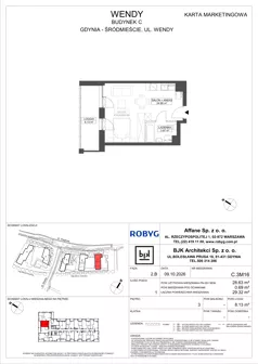1 pokój, mieszkanie 28,63 m², piętro 3, oferta nr C.3M16, WENDY - Budynek C, Gdynia, Śródmieście, Śródmieście, ul. Wendy 7-9