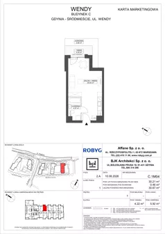 1 pokój, mieszkanie 26,31 m², piętro 2, oferta nr C.2M02, WENDY - Budynek C, Gdynia, Śródmieście, Śródmieście, ul. Wendy 7-9