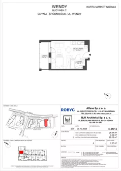 1 pokój, mieszkanie 28,64 m², piętro 4, oferta nr C.4M14, WENDY - Budynek C, Gdynia, Śródmieście, Śródmieście, ul. Wendy 7-9