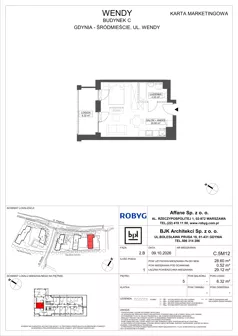 1 pokój, mieszkanie 28,60 m², piętro 5, oferta nr C.5M12, WENDY - Budynek C, Gdynia, Śródmieście, Śródmieście, ul. Wendy 7-9