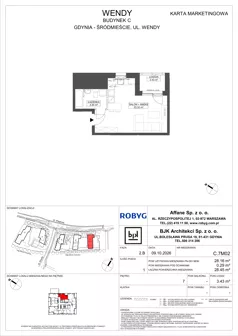 1 pokój, mieszkanie 28,16 m², piętro 7, oferta nr C.7M02, WENDY - Budynek C, Gdynia, Śródmieście, Śródmieście, ul. Wendy 7-9