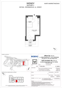 1 pokój, mieszkanie 29,06 m², piętro 2, oferta nr C.2M12, WENDY - Budynek C, Gdynia, Śródmieście, Śródmieście, ul. Wendy 7-9
