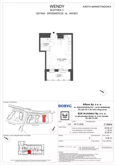 1 pokój, mieszkanie 29,09 m², piętro 5, oferta nr C.5M09, WENDY - Budynek C, Gdynia, Śródmieście, Śródmieście, ul. Wendy 7-9