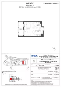 1 pokój, mieszkanie 28,92 m², piętro 6, oferta nr C.6M05, WENDY - Budynek C, Gdynia, Śródmieście, Śródmieście, ul. Wendy 7-9