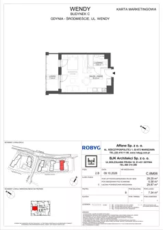 1 pokój, mieszkanie 29,29 m², piętro 8, oferta nr C.8M06, WENDY - Budynek C, Gdynia, Śródmieście, Śródmieście, ul. Wendy 7-9