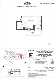 1 pokój, mieszkanie 32,94 m², piętro 1, oferta nr C.1M13, WENDY - Budynek C, Gdynia, Śródmieście, Śródmieście, ul. Wendy 7-9