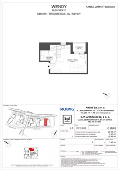 1 pokój, mieszkanie 29,55 m², piętro 9, oferta nr C.9M02, WENDY - Budynek C, Gdynia, Śródmieście, Śródmieście, ul. Wendy 7-9