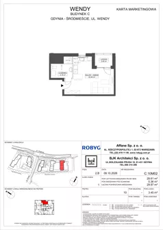 1 pokój, mieszkanie 29,61 m², piętro 10, oferta nr C.10M02, WENDY - Budynek C, Gdynia, Śródmieście, Śródmieście, ul. Wendy 7-9