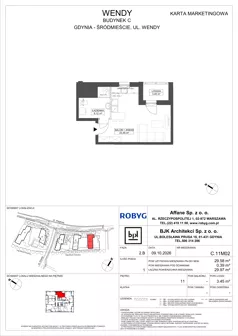 1 pokój, mieszkanie 29,58 m², piętro 11, oferta nr C.11M02, WENDY - Budynek C, Gdynia, Śródmieście, Śródmieście, ul. Wendy 7-9