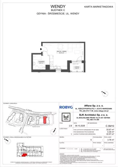 1 pokój, mieszkanie 33,67 m², piętro 5, oferta nr C.5M10, WENDY - Budynek C, Gdynia, Śródmieście, Śródmieście, ul. Wendy 7-9