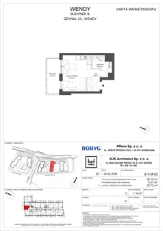 1 pokój, mieszkanie 25,15 m², piętro 3, oferta nr B.3M02, WENDY - Budynek B, Gdynia, Śródmieście, Śródmieście, ul. Wendy